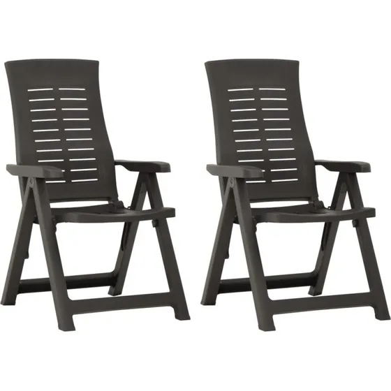Lænestole til haven 2 stk. plast antracitgrå