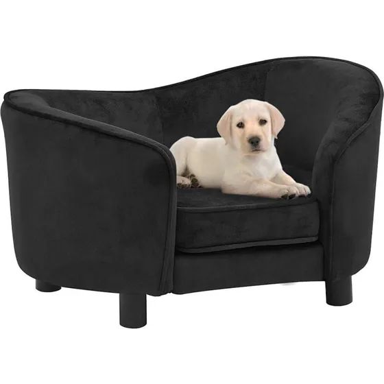 Hundesofa i sort plys 69x49x40 cm