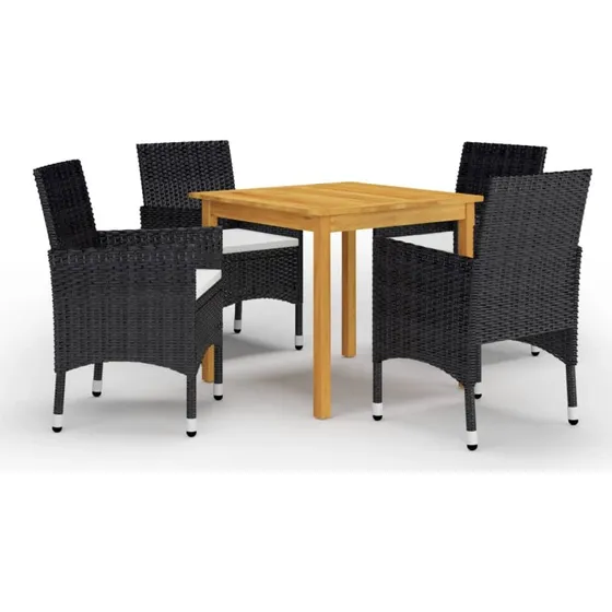 Sort 5-delers spisebordssæt til haven i akacietræ