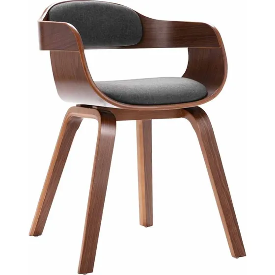 Spisebordsstol bøjet træ & mørkegrå stof