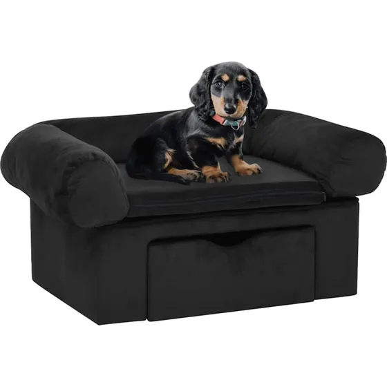 Hundesofa med opbevaringsskuffe 75x50x38 cm – sort