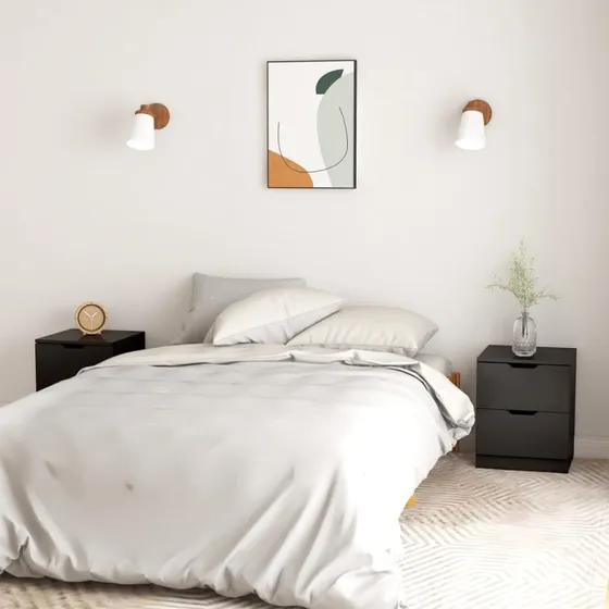 Sengeborde 2 stk. 40x40x50 cm sort – konstrueret træ