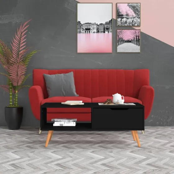 Sofabord 100x49,5x43 cm i sort konstrueret træ