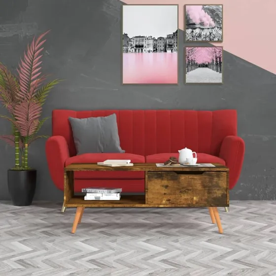 Sofabord 100x49,5x43 cm i røget egetræ