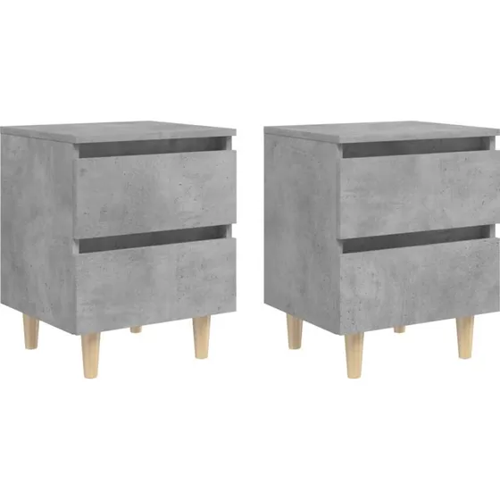 Sengeskabe i massivt fyrretræ 2 stk. betongrå 40x35x50 cm