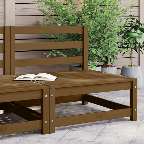 Midtermodul til havesofa i massivt fyrretræ, gyldenbrun