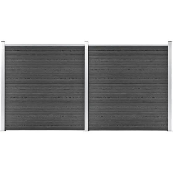 WPC hegnspanelsæt 353x186 cm — sort