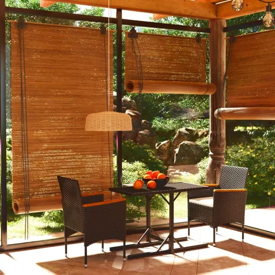 Havemøbelsæt 3 dele sort i polyrattan og glas