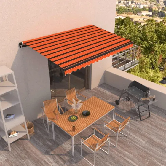 Terrassemarkise 450x350 cm manuel – orange/brun