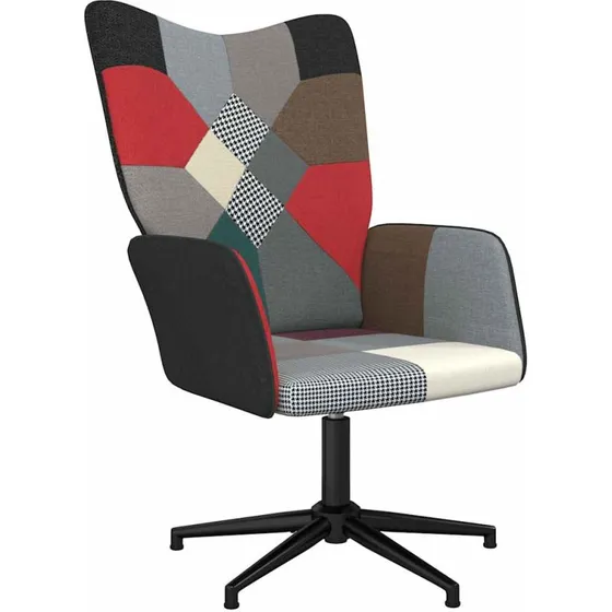 Patchwork lænestol stof med 360° drejefunktion