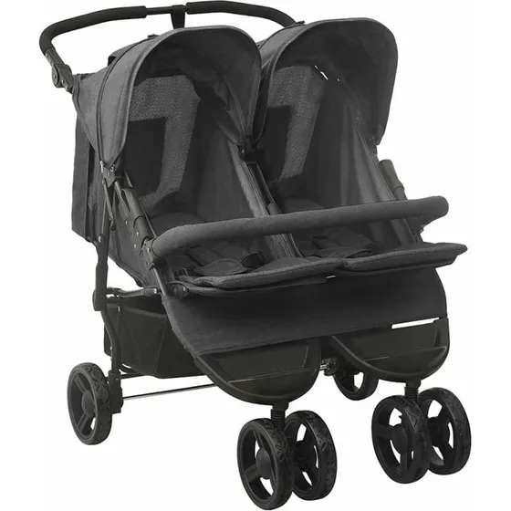 Tvillingeklapvogn i stl  antracitgr, robust og komfortabel