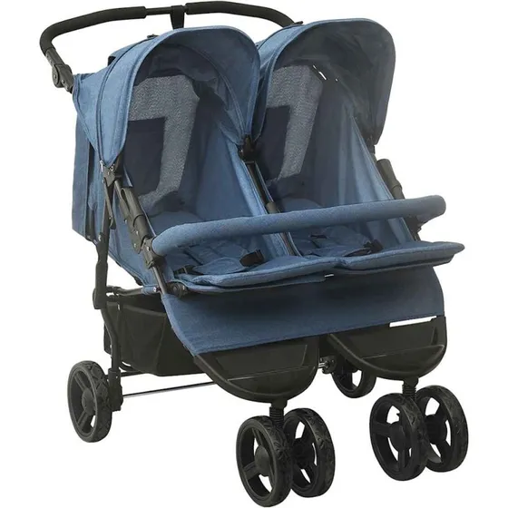 Tvillingeklapvogn stl, marinebl  robust & justerbar