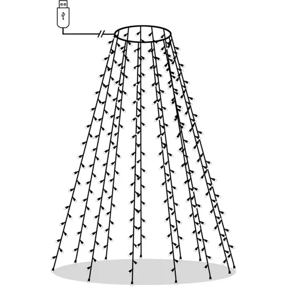 Lysnet til juletr 210 LED 210 cm  flerfarvet, 8 effekter