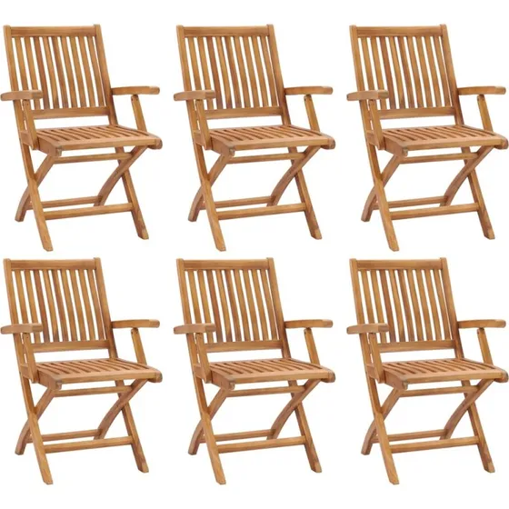 Foldbare havestole i massivt teaktræ – 6 stk.