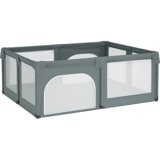 Kravlegrd i lysegr oxfordstof med 2 indgange