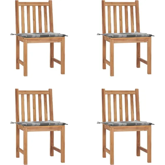 Havestole 4 stk. i massivt teak med hynder