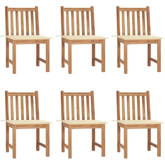 Havestole 6 stk. i massivt teak med hynder