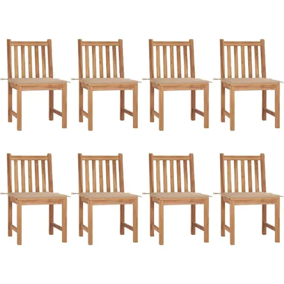 Havestole i massivt teak 8 stk. med hynder