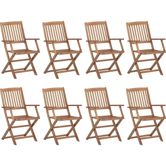 Foldbare havestole i massivt akacietræ — sæt à 8
