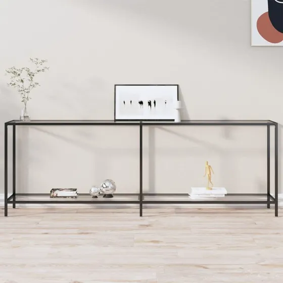 Konsolbord 220x35x75,5 cm hærdet glas & stål