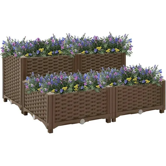 Højbed 80x80x38 cm i polypropylen - brun