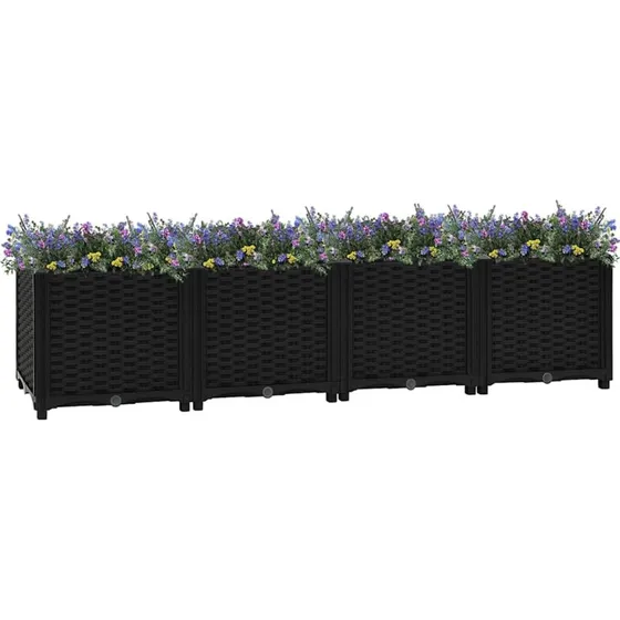 Højbed 160x40x38 cm i polypropylen - sort