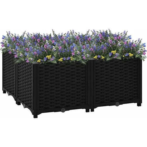 Højbed 80x80x38 cm i robust polypropylen – sort
