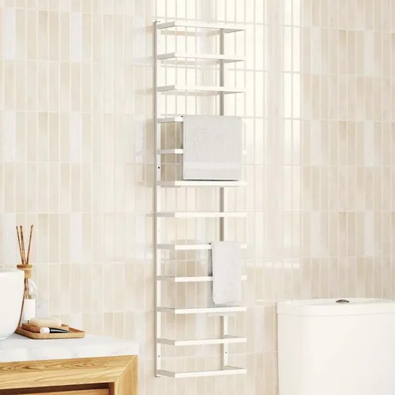 Håndklædeholder væg i stål 24x12x96 cm - hvid