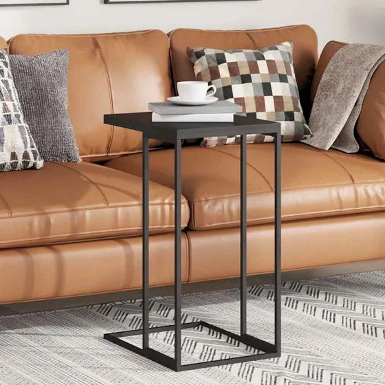 C-formet sidebord 40x30x59 cm – sort, konstrueret træ & jern