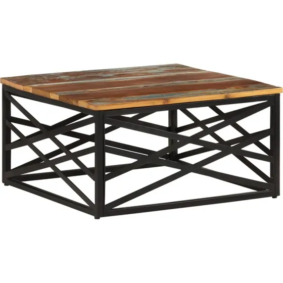 Sofabord 68x68x35 cm i massivt genbrugstræ
