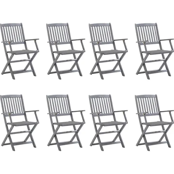 Foldbare havestole 8 stk. med hynder i akacietræ