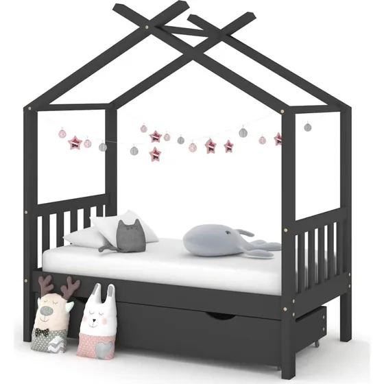 Sengestel til brn 70x140 cm i massivt fyrretr med skuffe