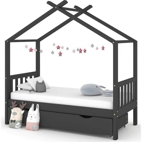 Børneseng stel 80x160 cm i massivt fyrretræ m. skuffe