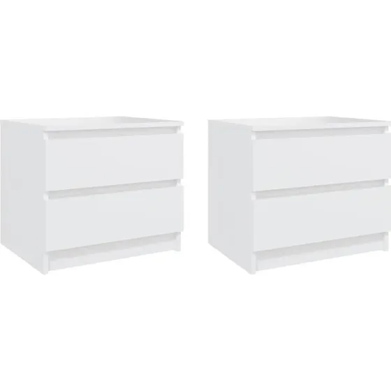 Sengeborde 2 stk. hvid 50x39x43,5 cm – konstrueret træ