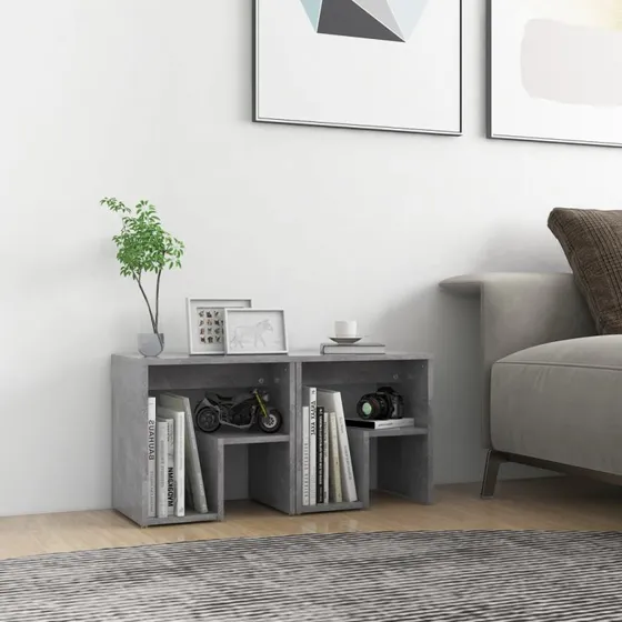 Sengeborde 2 stk. 40x30x40 cm betongrå – konstrueret træ