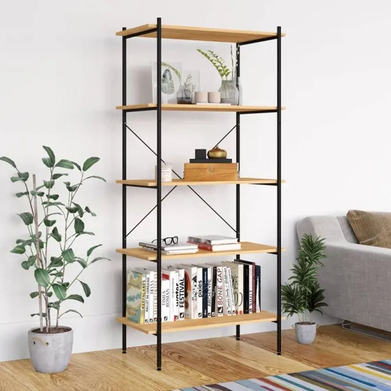 Reol 5 hylder 80x40x163 cm – sort/eg