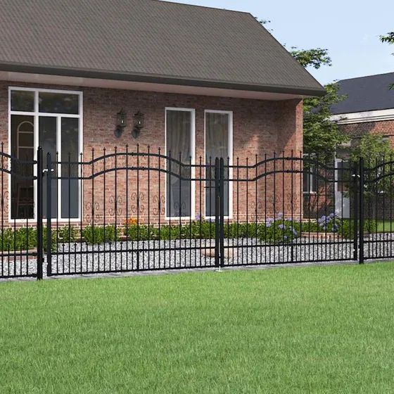 Hegnslge med spydtop 406x125 cm - sort pulverlakeret