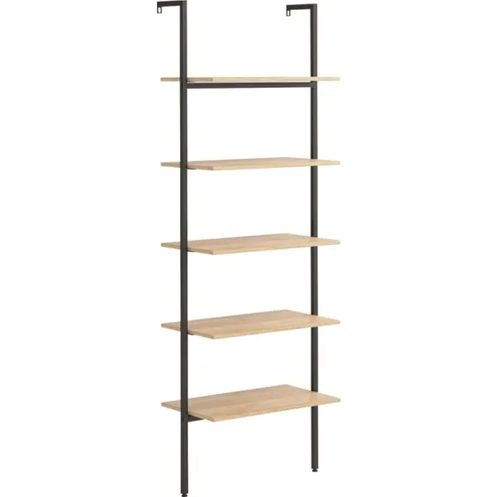 Stigereol 5 hylder 64x35x185 cm - lysbrun/sort