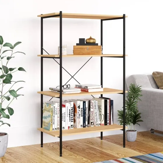 Reol 4 hylder 80x40x130 cm – sort/eg