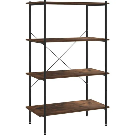 Reol med 4 hylder 80x40x130 cm – sort/natur