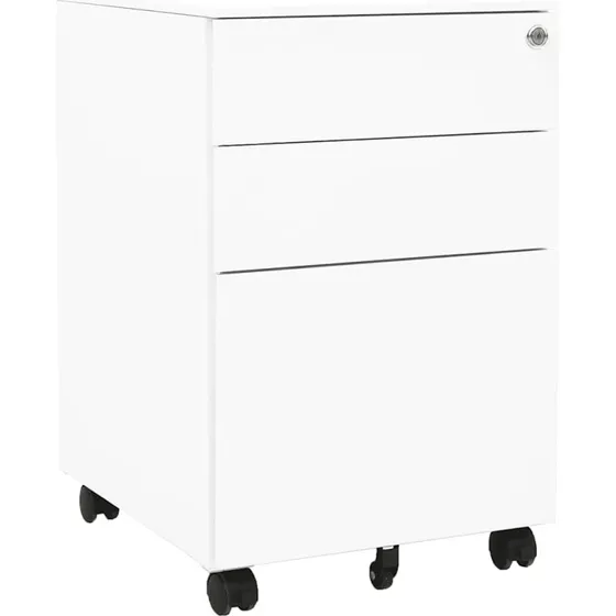 Mobilt arkivskab i stål 3 skuffer 39x45x60 cm - hvid