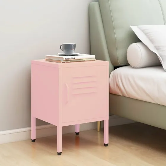 Natbord i stål 35x35x51 cm – pink