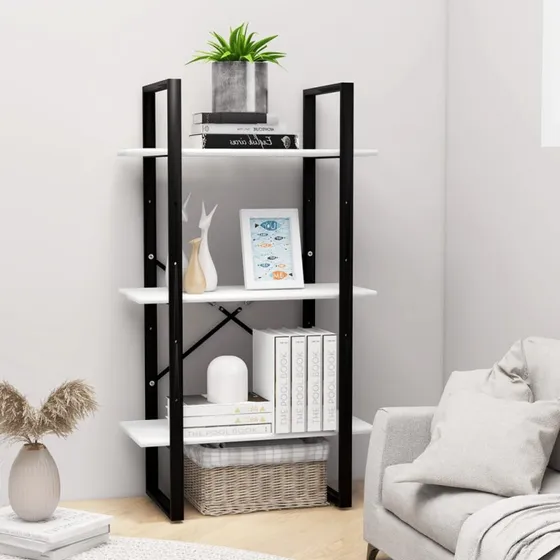 Opbevaringsreol 60x30x105 cm hvid – metal & konstrueret træ