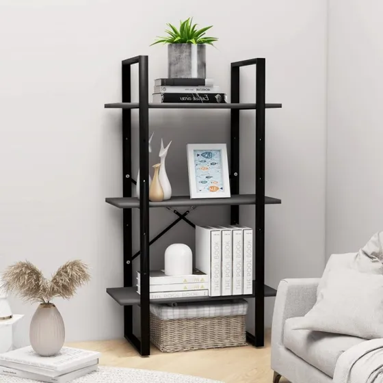 Opbevaringsreol 60x30x105 cm i grå – konstrueret træ & metal
