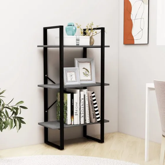 Opbevaringsreol i massivt fyrretræ 60x30x105 cm – grå