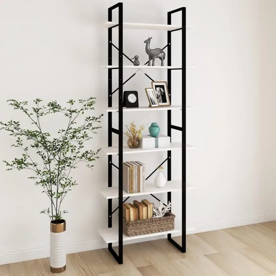 Reol i massivt fyrretræ 80x30x210 cm, hvid