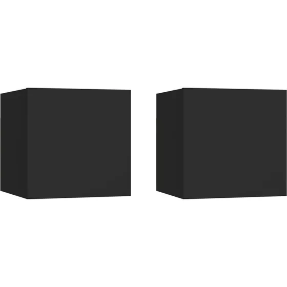 Sengeskabe væghængt 2 stk. 30,5x30x30 cm sort