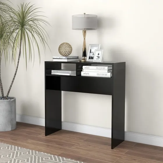 Konsolbord i konstrueret træ 78x30x80 cm – Sort