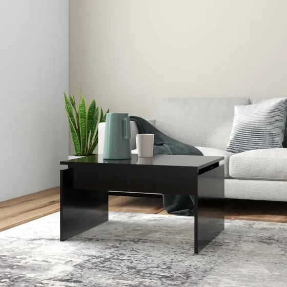 Sofabord 68x50x38 cm – sort konstrueret træ