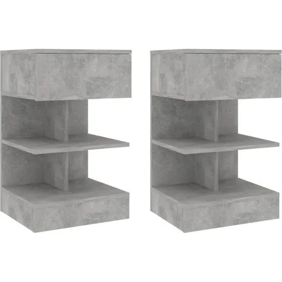 Sengeborde 2 stk. 40×35×65 cm betongrå – robustt sæt